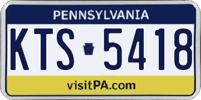PA license plate KTS5418