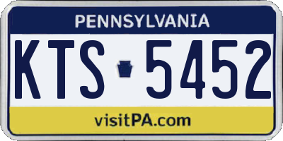 PA license plate KTS5452