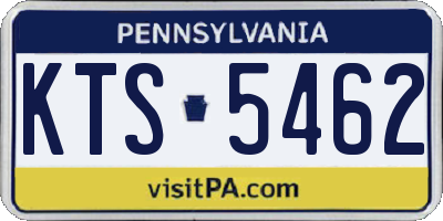 PA license plate KTS5462