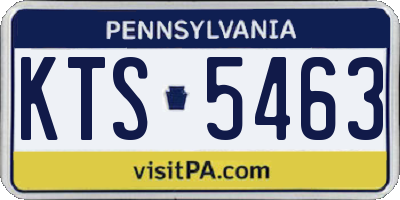 PA license plate KTS5463