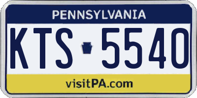 PA license plate KTS5540