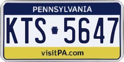 PA license plate KTS5647