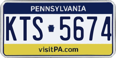 PA license plate KTS5674