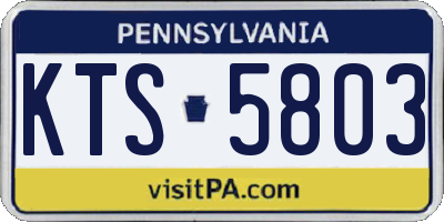 PA license plate KTS5803