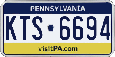 PA license plate KTS6694