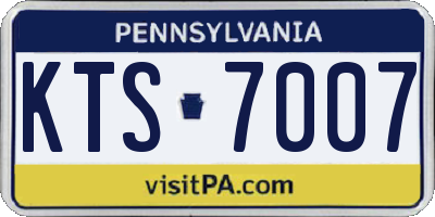 PA license plate KTS7007