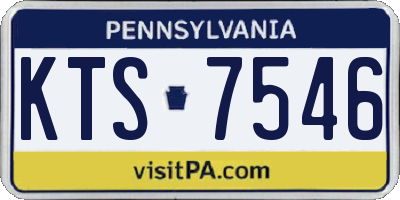 PA license plate KTS7546