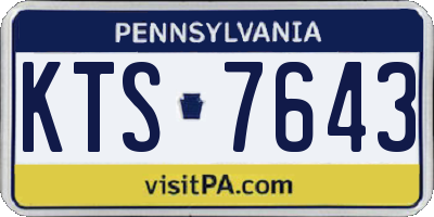 PA license plate KTS7643