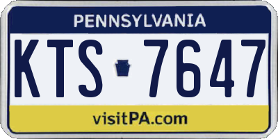 PA license plate KTS7647