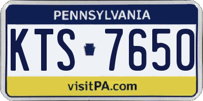 PA license plate KTS7650