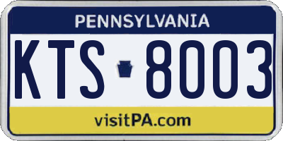 PA license plate KTS8003