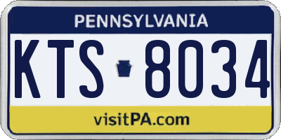 PA license plate KTS8034