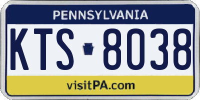 PA license plate KTS8038