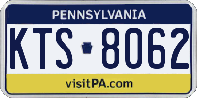 PA license plate KTS8062