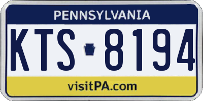 PA license plate KTS8194