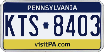PA license plate KTS8403