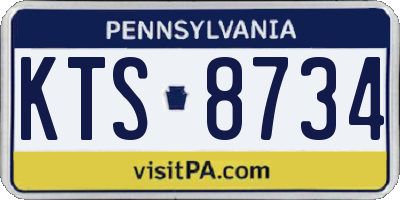 PA license plate KTS8734
