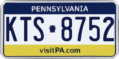 PA license plate KTS8752