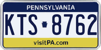 PA license plate KTS8762