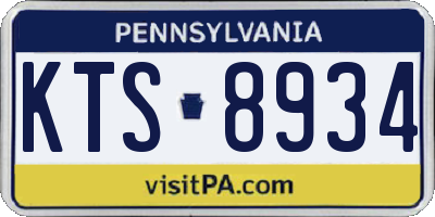 PA license plate KTS8934