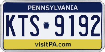 PA license plate KTS9192