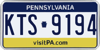 PA license plate KTS9194