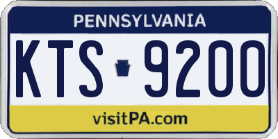 PA license plate KTS9200