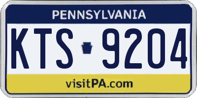 PA license plate KTS9204