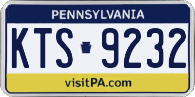 PA license plate KTS9232