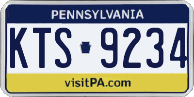 PA license plate KTS9234