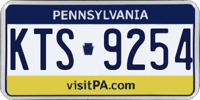 PA license plate KTS9254
