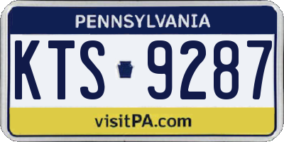 PA license plate KTS9287