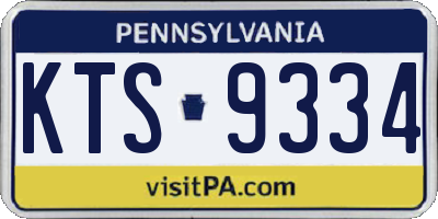 PA license plate KTS9334