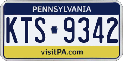 PA license plate KTS9342
