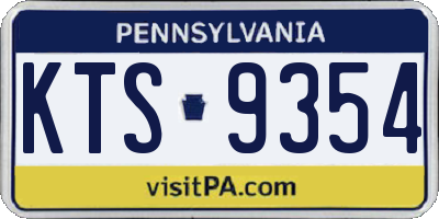 PA license plate KTS9354
