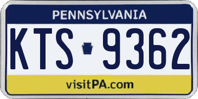 PA license plate KTS9362