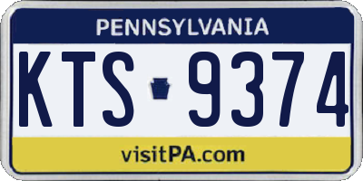 PA license plate KTS9374