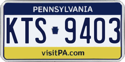 PA license plate KTS9403