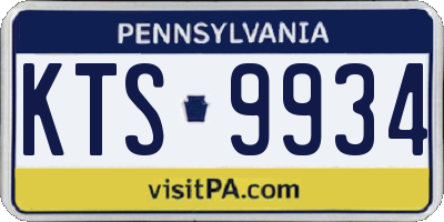 PA license plate KTS9934