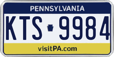 PA license plate KTS9984