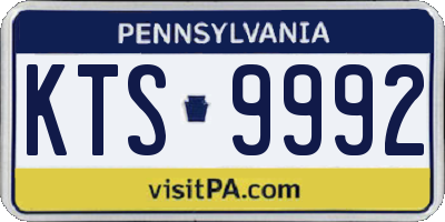 PA license plate KTS9992