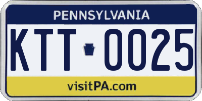 PA license plate KTT0025