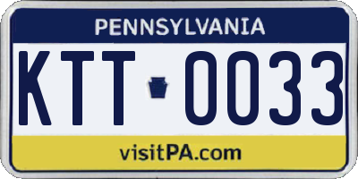 PA license plate KTT0033