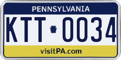 PA license plate KTT0034