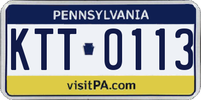 PA license plate KTT0113