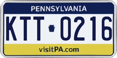 PA license plate KTT0216