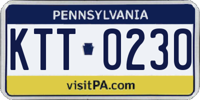 PA license plate KTT0230