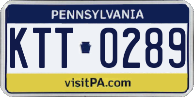 PA license plate KTT0289