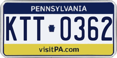 PA license plate KTT0362