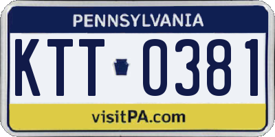 PA license plate KTT0381
